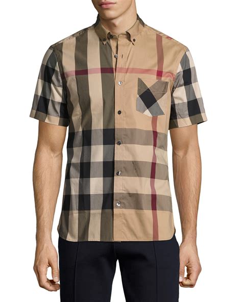 burberry check short sleeve shirt|burberry checkered shirt.